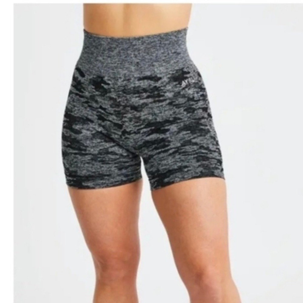 AYBL Evolve Camo Seamless Bike Shorts Black and Gray Small Yoga Workout Gym